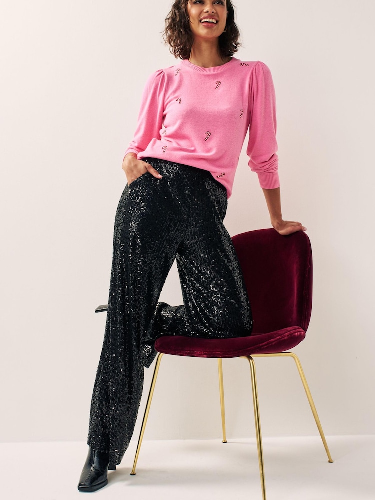Pink - Kuschelig weiches Pullover-Oberteil mit weihnachtlichem Zuckerstangendesign - Bild 2 von 6 Pink - Kuschelig weiches Pullover-Oberteil mit weihnachtlichem Zuckerstangendesign - Bild 2 von 6