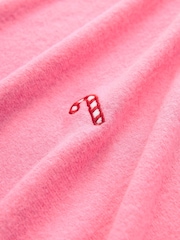 Pink Cosy Soft Touch Christmas Candy Cane Festive Sleeve Detail Jumper Top - Image 6 of 6