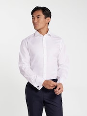 TM Lewin White Slim Fit Non-Iron Regular Plain Twill Double Cuff Shirt - Image 1 of 6