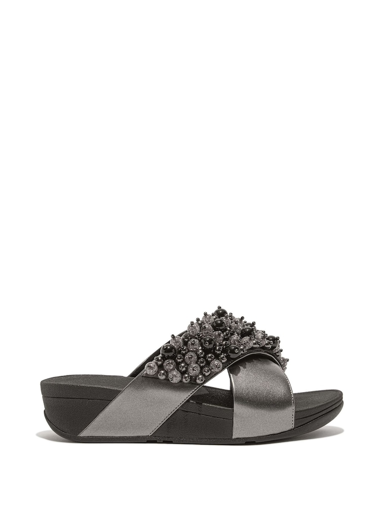 FitFlop Purple Lulu Bauble Bead Cross Slides - Image 1 of 4