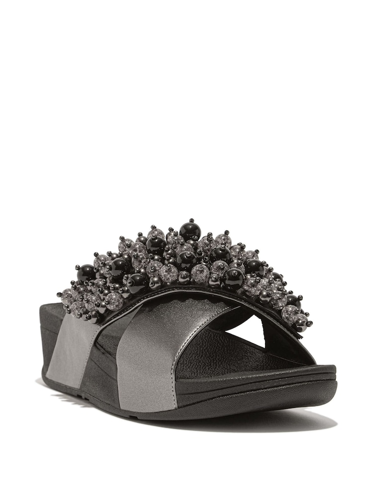 FitFlop Purple Lulu Bauble Bead Cross Slides - Image 2 of 4
