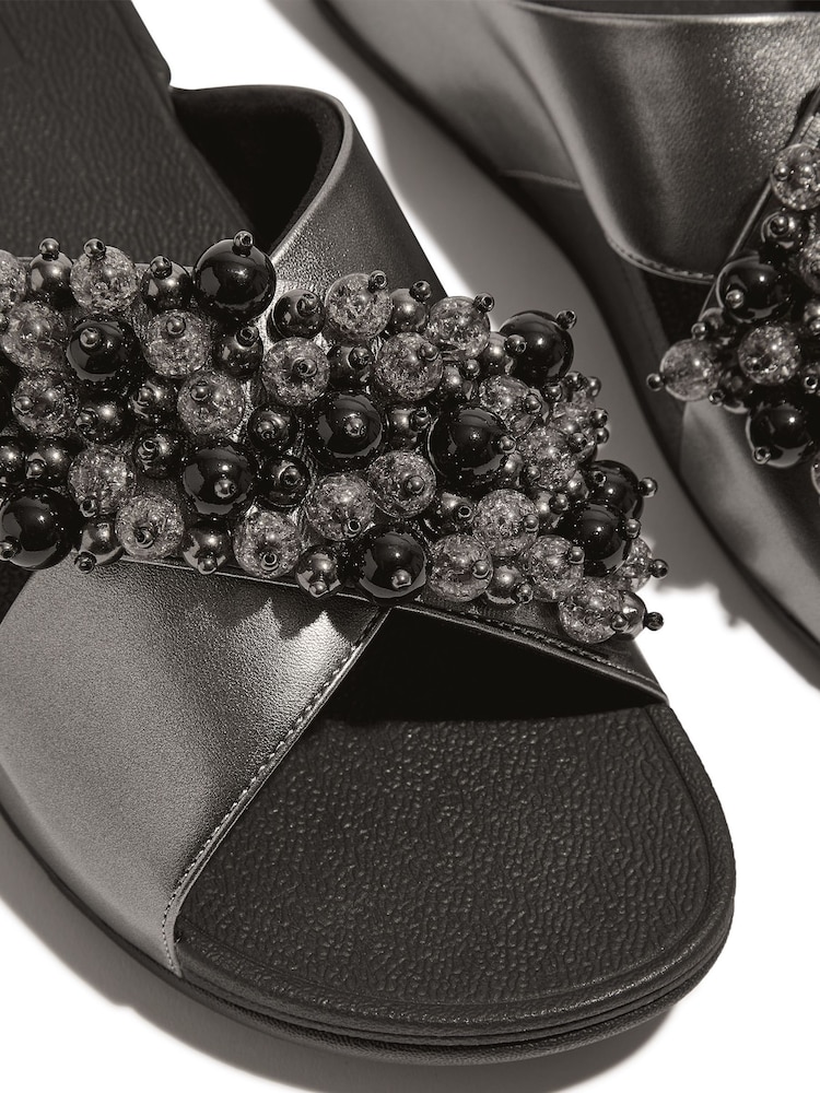 FitFlop Purple Lulu Bauble Bead Cross Slides - Image 4 of 4