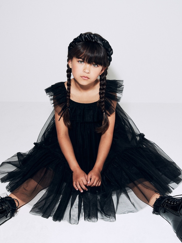 Black Mesh Party Dress (3-16yrs) - Image 1 of 8 Black Mesh Party Dress (3-16yrs) - Image 1 of 8