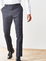 Navy Check Slim Fit Signature Angelico 100% Wool Suit: Trousers - Image 1 of 5
