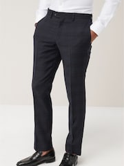 Navy Check Slim Fit Signature Angelico 100% Wool Suit: Trousers - Image 2 of 5