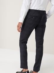 Navy Check Slim Fit Signature Angelico 100% Wool Suit: Trousers - Image 3 of 5
