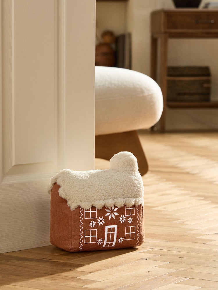 Brown Gingerbread House Christmas Doorstop - Image 1 of 5