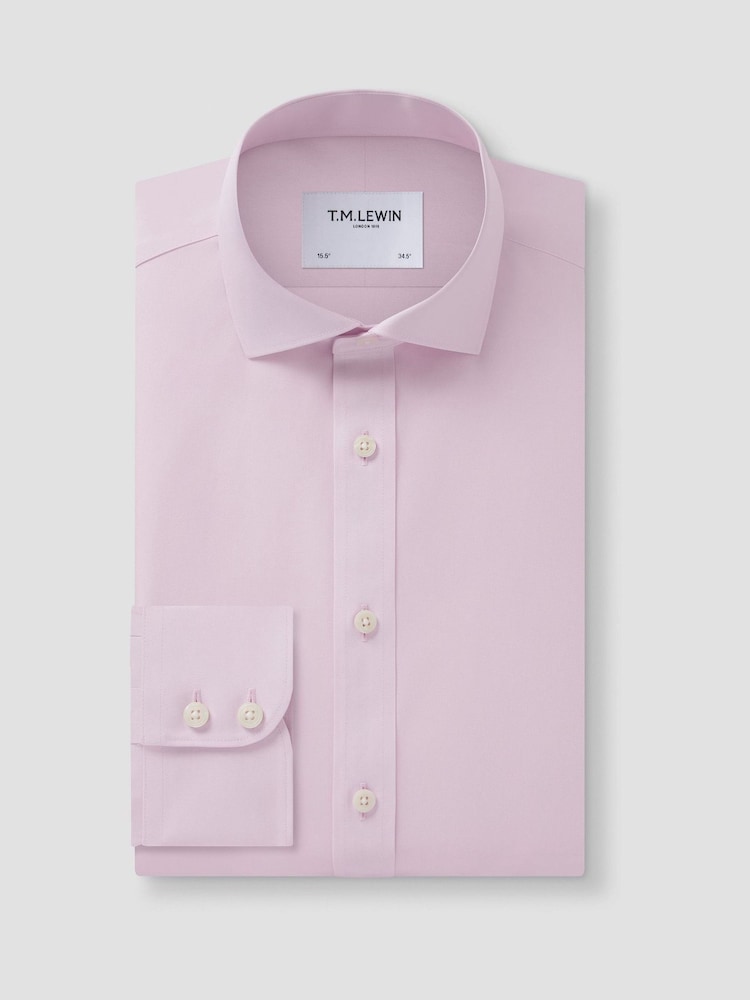 TM Lewin Pink Slim Fit Non-Iron Regular Plain Poplin Single Cuff Shirt - Image 1 of 2
