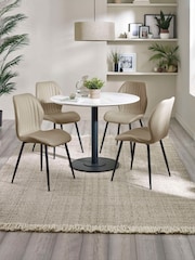 Julian Bowen White Marble Cream Luca 100cm Round Dining Set with 4 Morris Chairs - Image 1 of 10