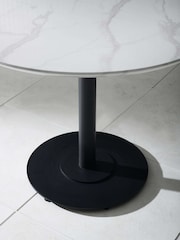 Julian Bowen White Marble Cream Luca 100cm Round Dining Set with 4 Morris Chairs - Image 3 of 10