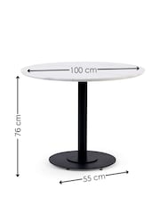 Julian Bowen White Marble Cream Luca 100cm Round Dining Set with 4 Morris Chairs - Image 6 of 10