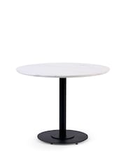 Julian Bowen White Marble Cream Luca 100cm Round Dining Set with 4 Morris Chairs - Image 8 of 10