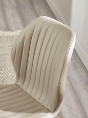 Julian Bowen White Marble Cream Luca 100cm Round Dining Set with 4 Morris Chairs - Image 9 of 10