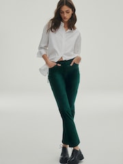 Teal Blue Premium Velvet Trousers - Image 1 of 9