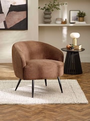Julian Bowen Rust Brown Dahlia Linen Upholstered Accent Chair - Image 1 of 9
