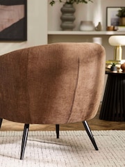Julian Bowen Rust Brown Dahlia Linen Upholstered Accent Chair - Image 8 of 9