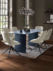 Julian Bowen Matt Blue Element Rectangular Glass Table - Image 8 of 9