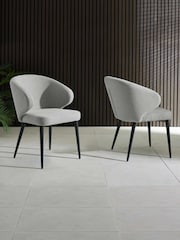 Julian Bowen Black Marble Light Grey Luca 100cm Round Dining Set with 4 Marcus Chairs - Image 4 of 10
