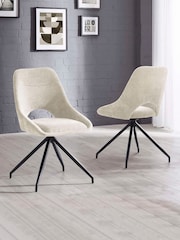 Julian Bowen Set of 6 Matt Blue Cream Element Dining Jonah Swivel Chairs - Image 7 of 10