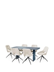 Julian Bowen Set of 6 Matt Blue Cream Element Dining Jonah Swivel Chairs - Image 8 of 10