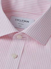 TM Lewin Pink Slim Fit Non-Iron Regular Bengal Single Cuff Shirt - Image 4 of 6