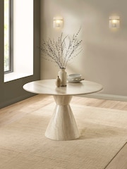 Julian Bowen Cream Marble Verona 120cm Round 4 Seater Dining Table - Image 1 of 8