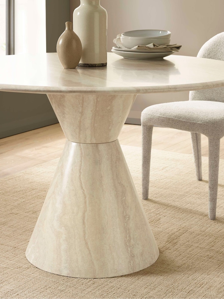Julian Bowen Cream Marble Verona 120cm Round 4 Seater Dining Table - Image 2 of 8 Julian Bowen Cream Marble Verona 120cm Round 4 Seater Dining Table - Image 2 of 8