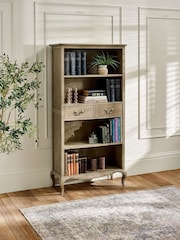 Julian Bowen Limed Oak Camille French Style 2 Drawer Bookcase - Image 1 of 7