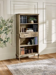 Julian Bowen Limed Oak Camille French Style 2 Drawer Bookcase - Image 2 of 7