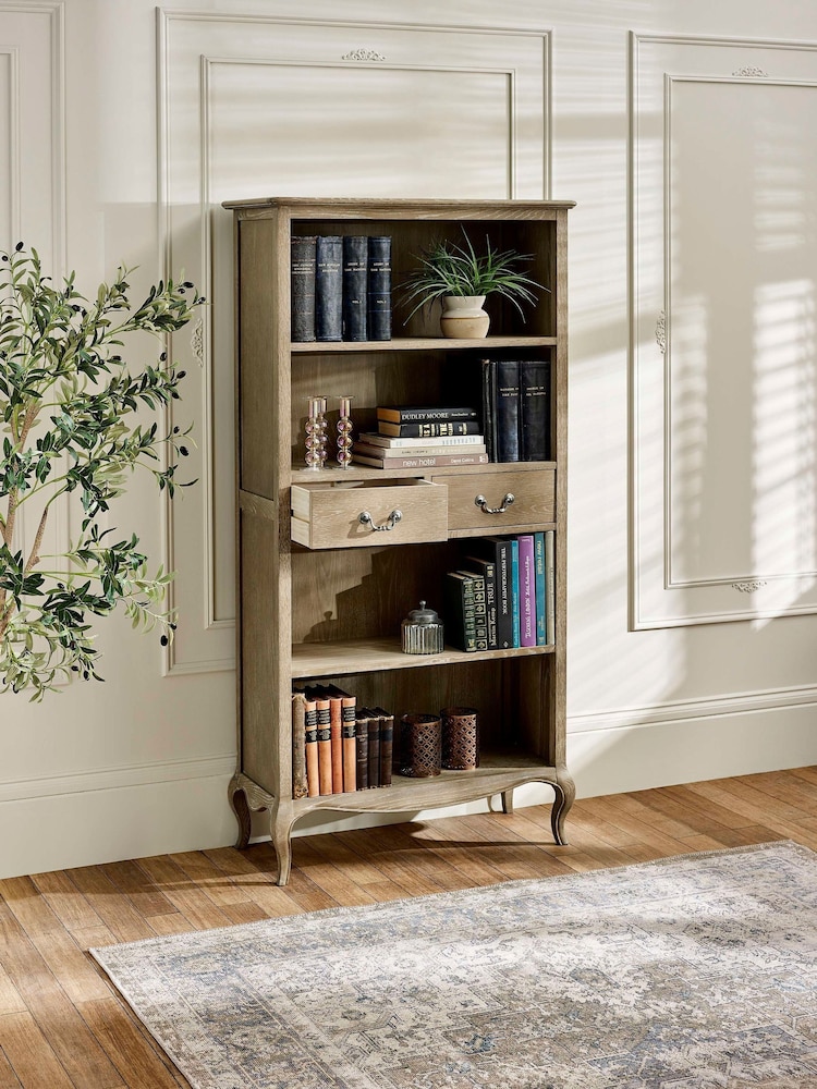 Julian Bowen Limed Oak Camille French Style 2 Drawer Bookcase - Image 2 of 7 Julian Bowen Limed Oak Camille French Style 2 Drawer Bookcase - Image 2 of 7