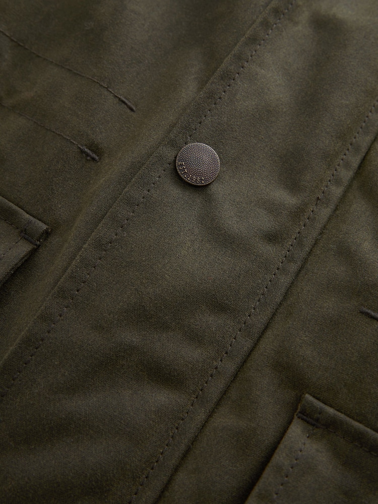 Khaki Green British Millerain Signature Waxed Coated Parka Jacket - Image 11 of 11