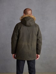 Khaki Green British Millerain Signature Waxed Coated Parka Jacket - Image 3 of 11