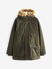 Khaki Green British Millerain Signature Waxed Coated Parka Jacket - Image 7 of 11