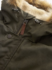 Khaki Green British Millerain Signature Waxed Coated Parka Jacket - Image 9 of 11
