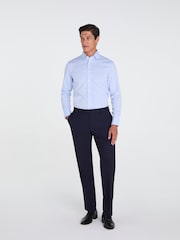 TM Lewin Blue Slim Fit Non-Iron Regular Plain Poplin Single Cuff Shirt - Image 2 of 6
