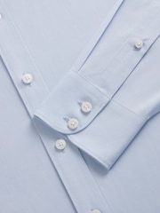 TM Lewin Blue Slim Fit Non-Iron Regular Plain Poplin Single Cuff Shirt - Image 6 of 6