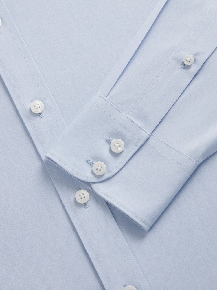 TM Lewin Blue Slim Fit Non-Iron Regular Plain Poplin Single Cuff Shirt - Image 6 of 6 TM Lewin Blue Slim Fit Non-Iron Regular Plain Poplin Single Cuff Shirt - Image 6 of 6