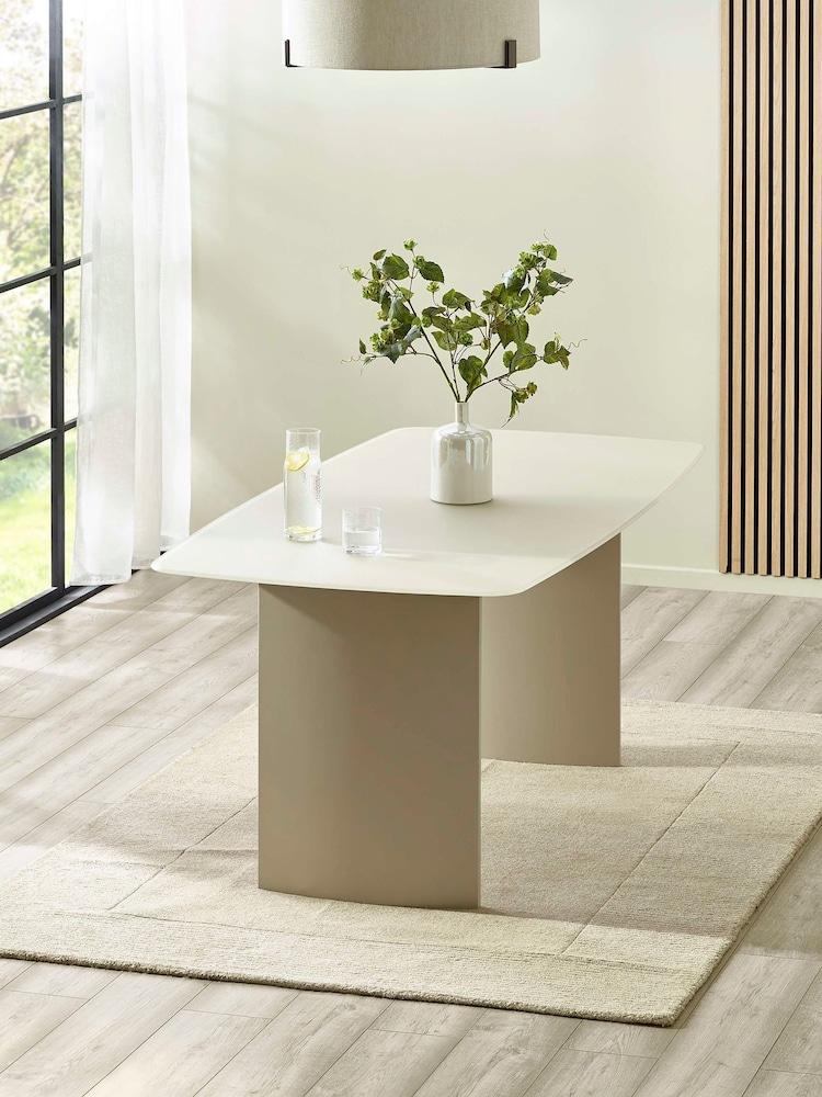 Julian Bowen Matt Cream Element Rectangular Glass Table - Image 1 of 8 Julian Bowen Matt Cream Element Rectangular Glass Table - Image 1 of 8
