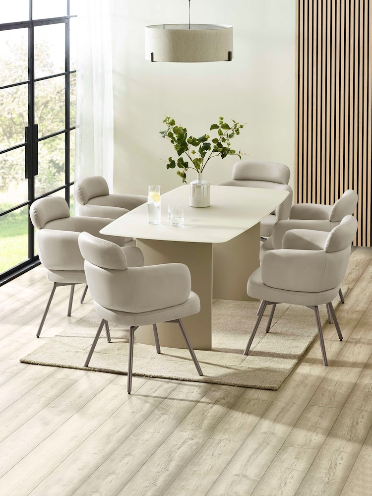 Julian Bowen Matt Cream Element Rectangular Glass Table - Image 8 of 8 Julian Bowen Matt Cream Element Rectangular Glass Table - Image 8 of 8