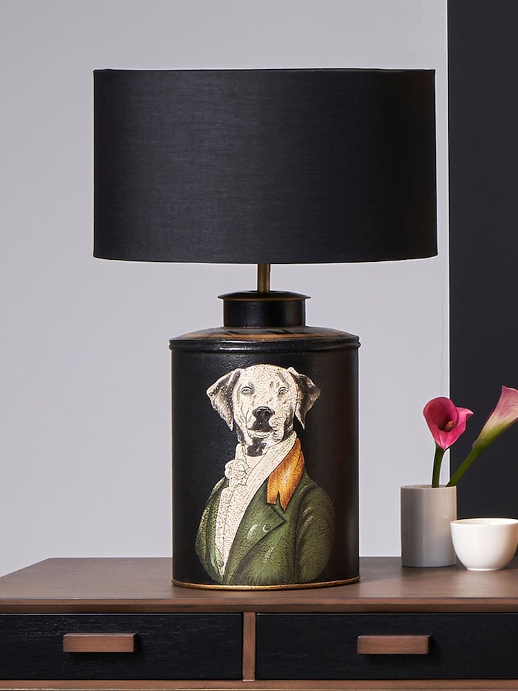 Pacific Black Pointer Hand Painted Dog Table Lamp - Image 1 of 4