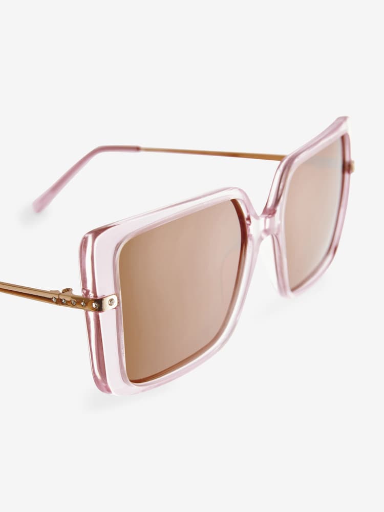 Light Pink Crystal Bling Square Sunglasses - Image 3 of 3