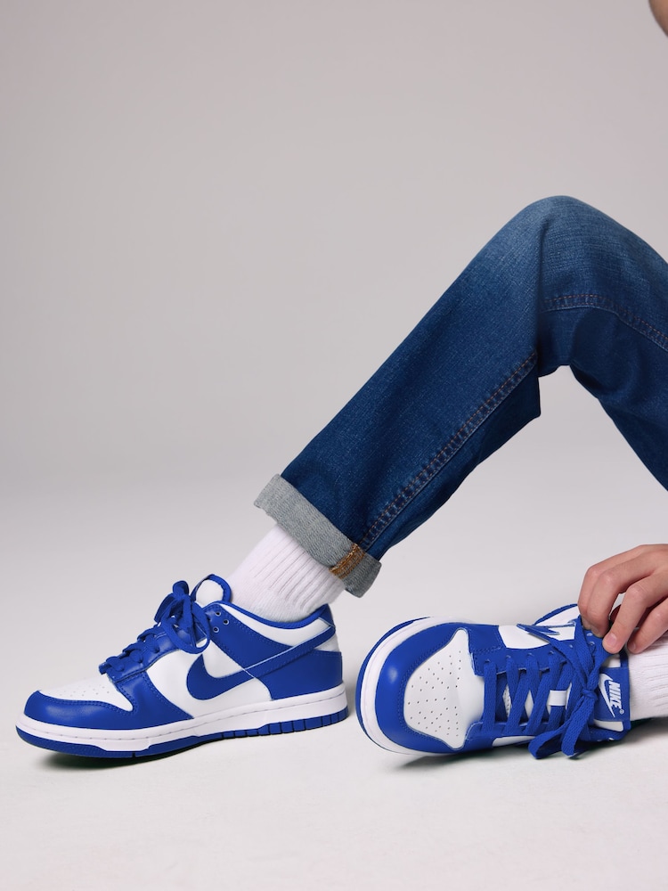 Nike Racer Blue/White Youth Dunk Low Trainers - Image 1 of 11