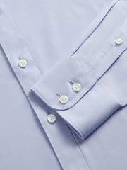 TM Lewin Blue Slim Fit Non-Iron Regular Plain Twill Single Cuff Shirt - Image 6 of 8