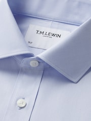 TM Lewin Blue Slim Fit Non-Iron Regular Plain Twill Single Cuff Shirt - Image 7 of 8