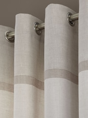 Catherine Lansfield Natural 100% Cotton Melville Woven Texture Eyelet Curtains - Image 3 of 4