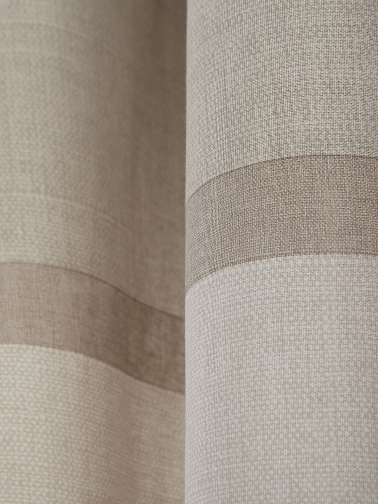 Catherine Lansfield Natural 100% Cotton Melville Woven Texture Eyelet Curtains - Image 4 of 4