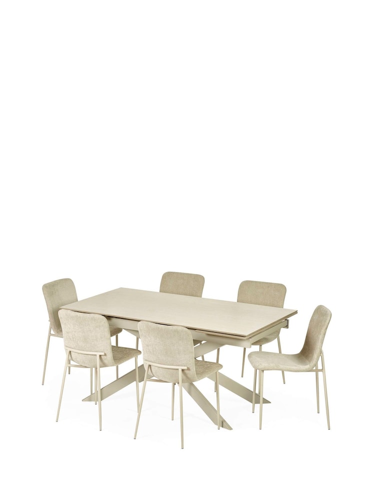 Julian Bowen Cream Stone Osaka Rectangular Extending Dining Table - Image 11 of 11 Julian Bowen Cream Stone Osaka Rectangular Extending Dining Table - Image 11 of 11