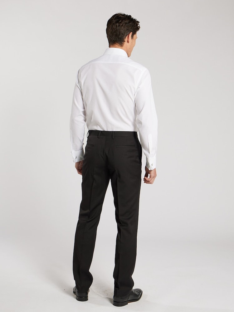 TM Lewin White Slim Fit Non-Iron Regular Plain Poplin Double Cuff Shirt - Image 2 of 7