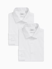 White Skinny Fit Easy Care Single Cuff Shirts 2 Pack - Image 1 of 10