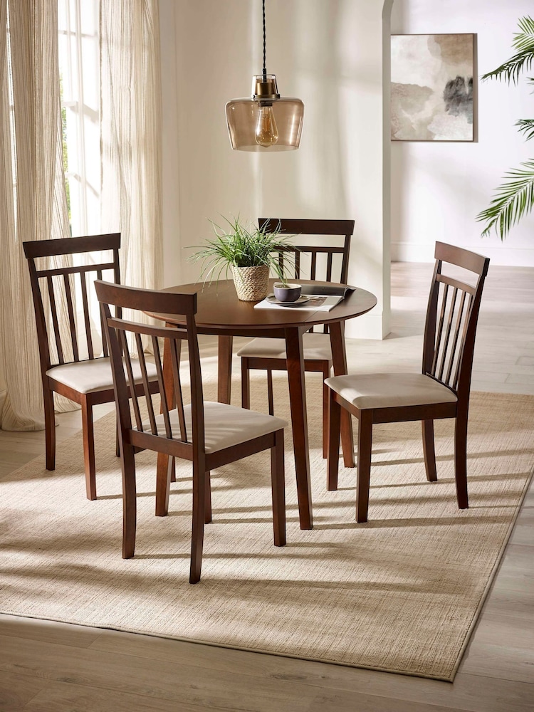 Julian Bowen Walnut Coast Round Extendable Dropleaf Dining Set with 4 Chairs - Image 1 of 9